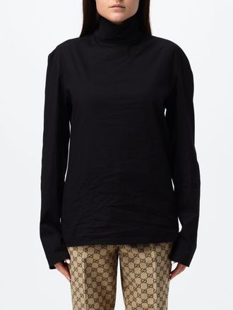Gucci Top dolcevita slim fit in popeline di cotone a maniche lunghe