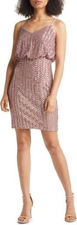 Vince Camuto Sequin Blouson Sheath Dress in Mauve at Nordstrom Rack, Size 10