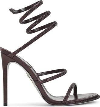 Rene Caovilla Sandaal met hoge hak - Dames - Sandalen met hakken - Bruin - 40 EU - Satijn - Schoenen