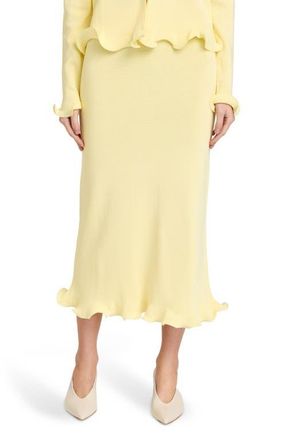Wayf Isla Ruffle Hem Sweater Skirt in Yellow at Nordstrom, Size X-Large