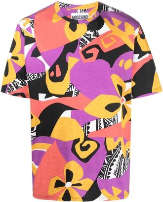 Moschino collage-print short-sleeved T-shirt - men - Cotton - 56 - 1888 - Multicolore