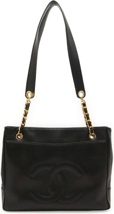 Chanel Black Grained Calfskin Shoulder Bag Tote Bag (Pre-Owned)