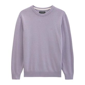 Marc O'Polo Gebreide Pullovers Lange Mouw - Heren - Ronde hals truien - Paars - 2XL - Katoen - Truien & Vesten