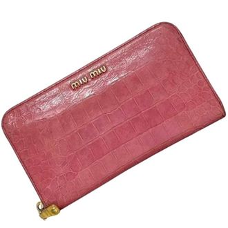 Miu Miu Pre-owned Long wallet (bi-fold) - Dames - Vintage Accessoires - Roze - ONE Size - Leer - Vintage