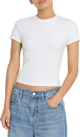 Good American Super Stretch Baby Tee in White001 at Nordstrom, Size X-Large