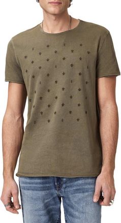 John Varvatos Fleur de Lis Embroidered T-Shirt in Eucalyptus at Nordstrom, Size Xx-Large