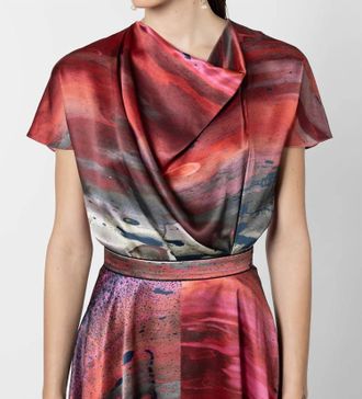 Roksanda Ilincic Zua Top In Brush Framboise / Navy