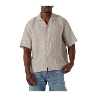 Selected Casual Shirt met Korte Mouwen - Heren - Korte mouwen Overhemden - Beige - XL - Katoen - Overhemden