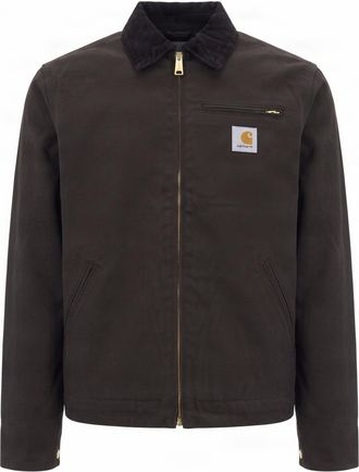 Carhartt Work in Progress Brown Detroit Jacket With Corduroy Collar And Organic Cotton Canvas