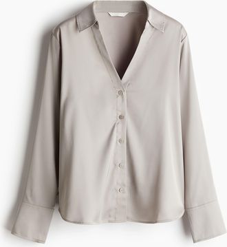 H&M Bluse mit V-Ausschnitt - Brown