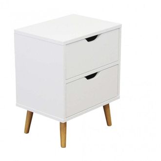 No Brand Comodino bianco elegante in legno con cassetto portaoggetti per camera da letto