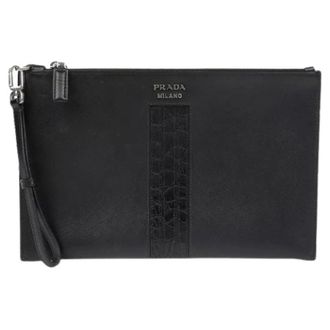 Prada Pre-owned Clutches, female, Black, Size: ONE SIZE Pre-owned 2Nh005 Strap Pouch