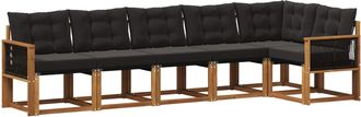 vidaXL Conjunto De Sof&aacute;s De Exterior 6 Uds. Natural Y Negro Vidaxl