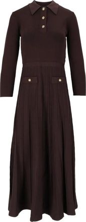 Michael Kors Polo Flare Midi Jurk - Dames - Casual kleedjes - Bruin - XS - Nylon - Kleedjes