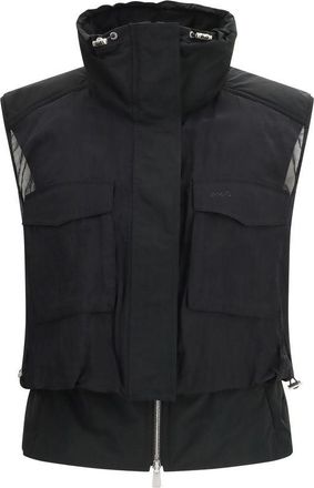 Pinko Zwarte Nylon Mouwloze Jas