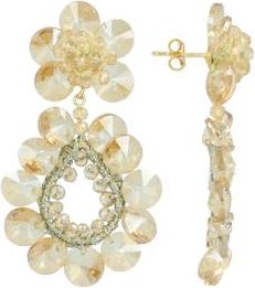 Lott. Gioielli Silk Double Drop Flower Earrings in Champagne at Nordstrom