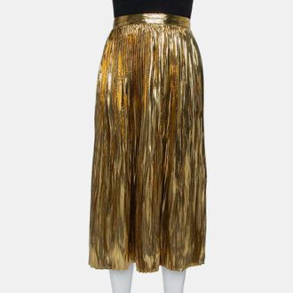 Mes Demoiselles... Gold Lurex Silk Pleated Sadiola Midi Skirt