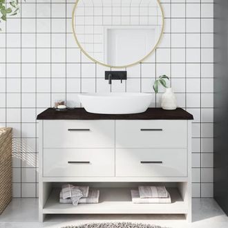 vidaXL Encimera De Ba&ntilde;o Madera Tratada Marr&oacute;n Oscuro 120x60x(2-4) Cm Vidaxl