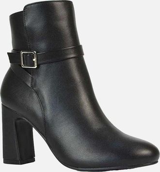 XY London Womens XY London Womens/Ladies Mary Buckle Mid High Block Ankle Boots - Black - Size: 7
