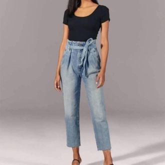 Abercrombie & Fitch Ultra High Rise Paperbag Waist Jeans In Blue