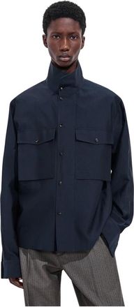 Bottega Veneta Overhemden, Heren, Blauw, M, Katoen, Halskraag Shirt