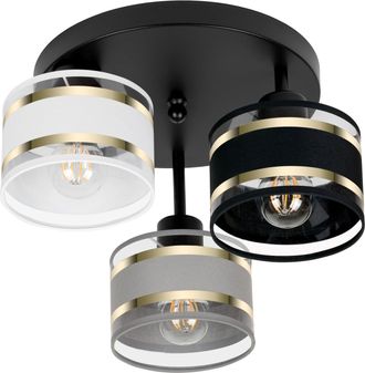 OEM L&aacute;mpara De Techo Negra Con Pantallas, Metal Industrial, 3xe27, Iluminaci&oacute;n Led Moderna Para Sal&oacute;n, Cocina, Dormitorio, Habitaci&oacute;n Infantil, Loft