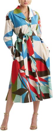 Natori Abstract Palm Poplin Oversized Shirtdress