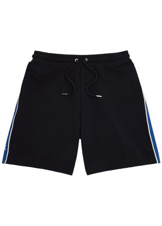 Moncler Stripe-trimmed Stretch-cotton Shorts - Navy - XL