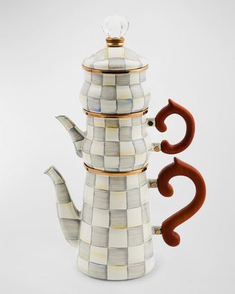MacKenzie-Childs Sterling Check Stackable Coffee Set