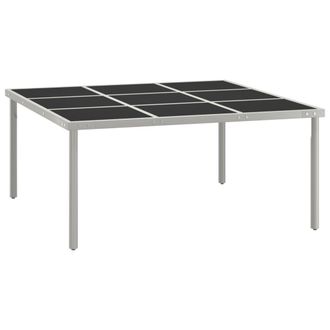 Berkfield Home Garden Dining Table 170x170x74.5 cm Glass & Steel in Black