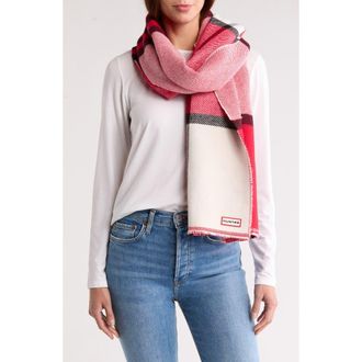 Hunter Heavyweight Reversible Plaid Scarf in Logo Red 600 at Nordstrom Rack