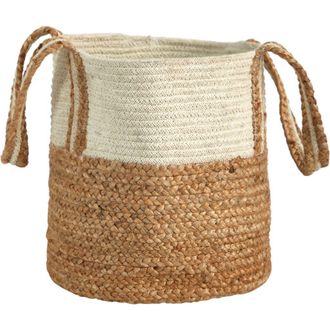 Nearly Natural 14-in Boho Chic Basket Planter Natural Cotton and Jute with Handles in Beige/cream at Nordstrom