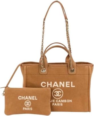 Chanel Pre-owned Deauville Canvas Tote Bag - Dames - Vintage Shopper - Bruin - ONE Size - Vintage