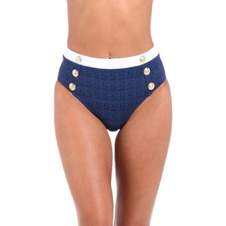 L'agence Vanessa Colorblock High Waist Bikini Bottoms in Marine at Nordstrom Rack, Size Medium