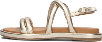 Omoda Schoenen, Dames, Geel, 39 EU, Leer, Comfortabele Sandaal 1544 Goud Leer
