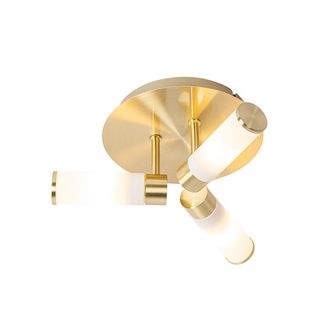 QAZQA Moderno Plaf&oacute;n Moderno Para Ba&ntilde;o Lat&oacute;n 3 Luces Ip44 - Bath Acero /vidrio Redonda Adecuado Para Led Max. 3 X 28 Watt - Qazqa