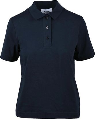 Alpha Studio Midnight Blue Cotton Elastane Stretch Polo Shirt