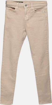 Emporio Armani Beige Denim Logo Embroidered Skinny Jeans Waist