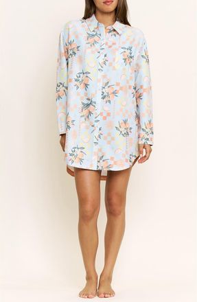 Honeydew Intimates Brunch Date Sleep Shirt in Citrus Check at Nordstrom, Size X-Small