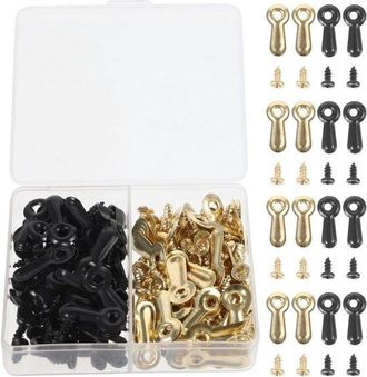 OEM Juego De 120 Pomos Giratorios Para Marcos De Fotos - Clips De Montaje Para Paneles Traseros De Marcos - Negro Y Dorado