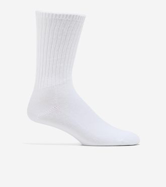 Cole Haan Mens Solid Marl Casual Crew Socks - White