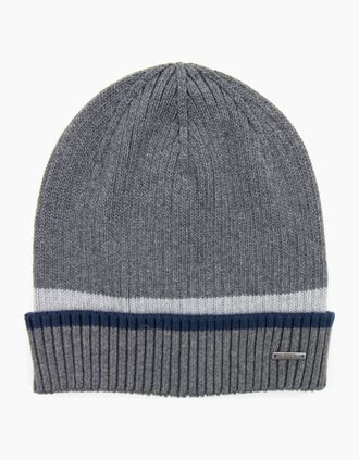 HUGO BOSS Mens Hugo Boss Ribbed Striped Beanie Grey - Size: OS