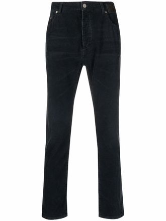 Palm Angels logo-print corduroy trousers - men - Cotton/Cotton/Leather - 32 - Black