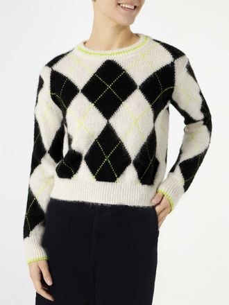 MC2 Saint Barth Woman Brushed Cropped Sweater With Argyle Pattern