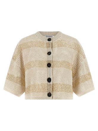 Brunello Cucinelli Beige Cotton Womens Cardigan