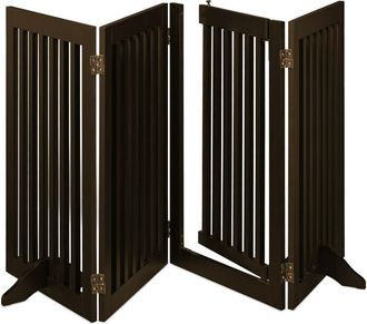 Relaxdays Relaxdays - Barrera Seguridad Perros, Valla Protectora, Puerta, 92x206cm, Plegable, Cerca Protecci&oacute;n Mascotas, Marr&oacute;n