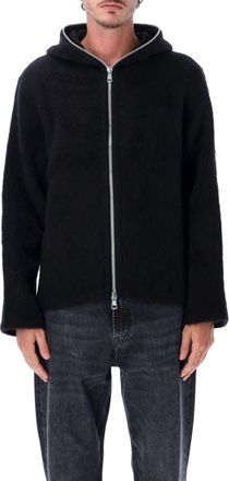 Our Legacy Textured Black Full-Zip Hooded Garment with Silver Fastening