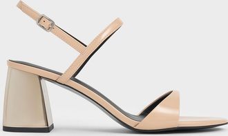 Charles & Keith Patent Metallic-Heel Slingback Sandals