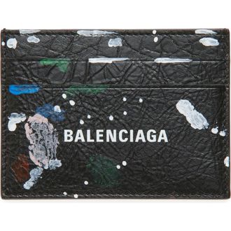 Balenciaga Cash Leather Card Holder in 8486 Black/Multi at Nordstrom