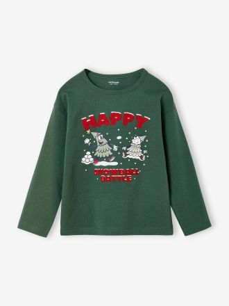 Vertbaudet Tee-shirt gar&ccedil;on no&euml;l motif ludique vert sapin